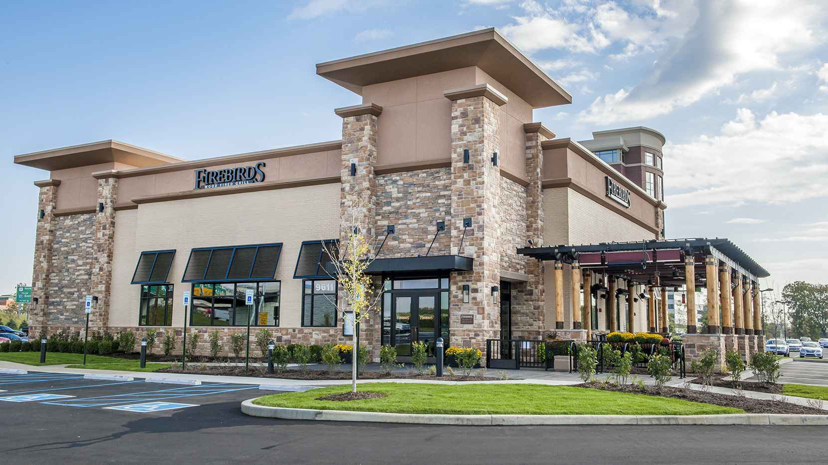 Exterior of Firebirds Wood Fired Grill in Carmel, IN