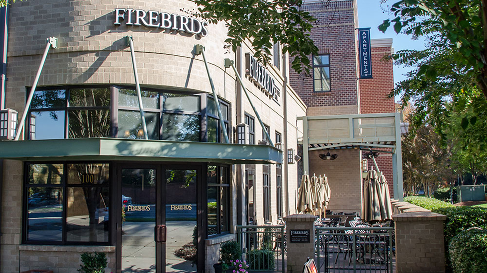 Exterior of the Southpark Firebirds Wood Fired Grill in Charlotte, NC