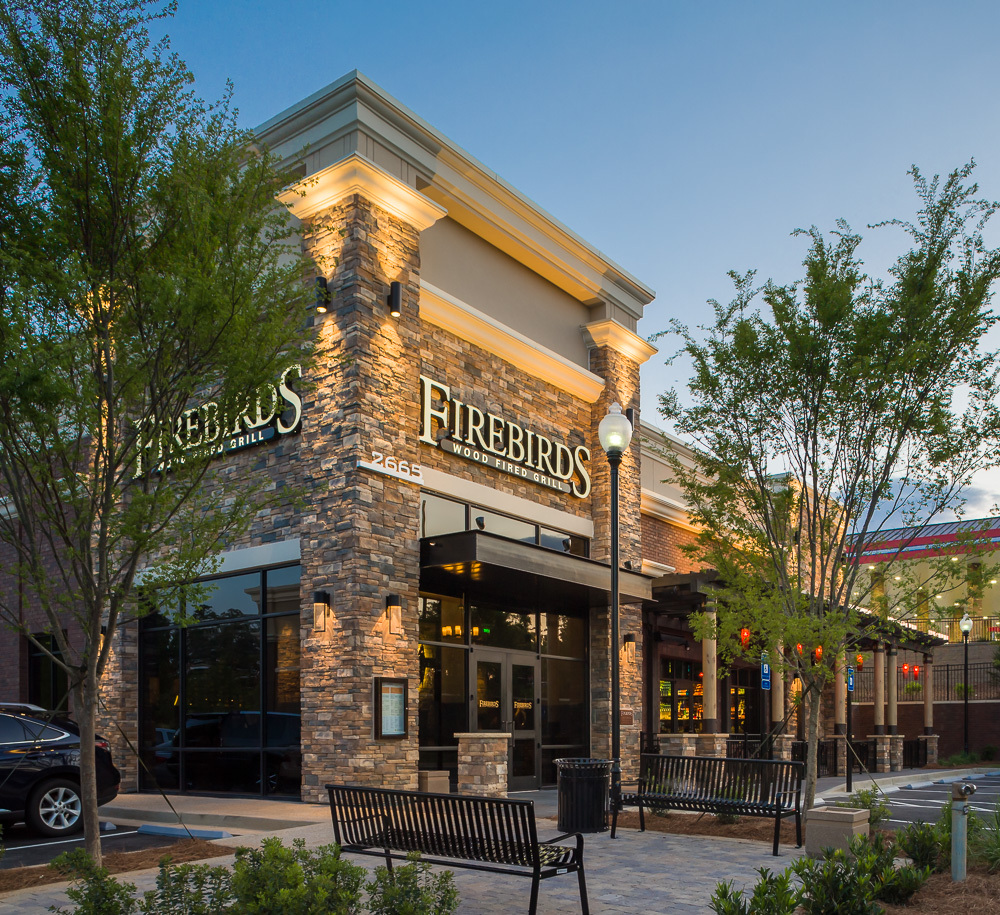 The exterior of Firebirds Wood Fired Grill Alpharettalocation.