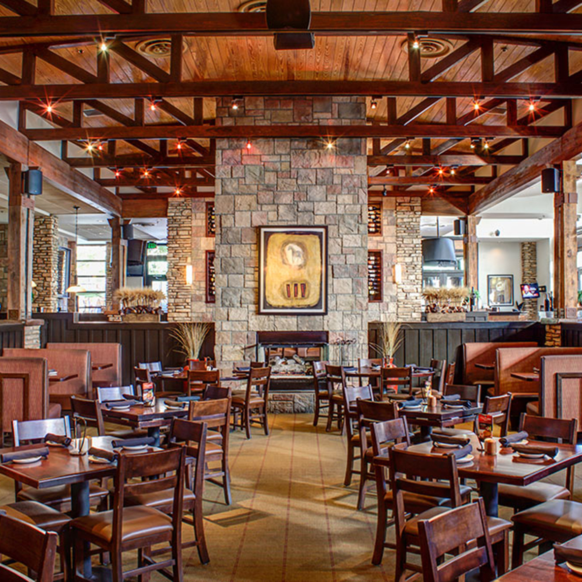 Interior of the Firebirds Wood Fired Grill in Durham, NC