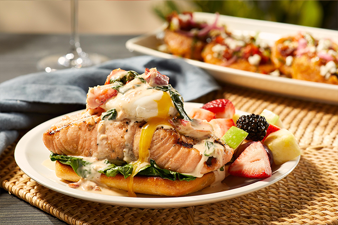 salmon benedict with side