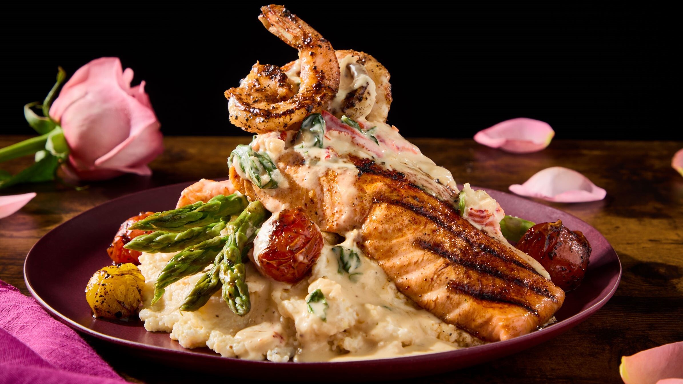 Photo of a Salmon and Shrimp Entree